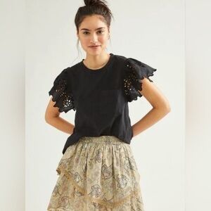 Seen Worn Kept Eyelet Tee Shirt Black SZ L